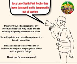 NOTICE - Damage to Rocker at Lucy Lane South Playground