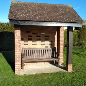 This Memorial Shelter is used as a place of rest and reflection, containing (on the back wall) small plaques recording the names and plot locations of those interred in the cemetery